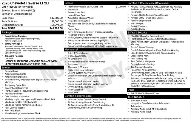 2026 Chevrolet Traverse LT 2LT
