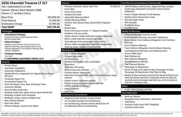 2026 Chevrolet Traverse LT 2LT