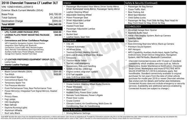 2018 Chevrolet Traverse 3LT