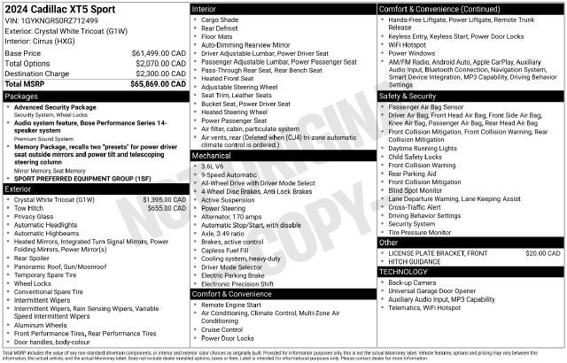 2024 Cadillac XT5 Sport
