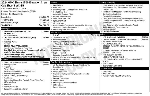 2024 GMC Sierra 1500 Elevation X31