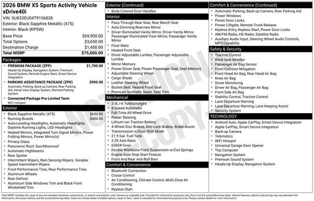 2026 BMW X5 xDrive40i