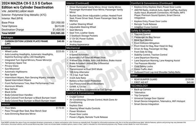 2024 Mazda Mazda CX-5 2.5 S Carbon Edition