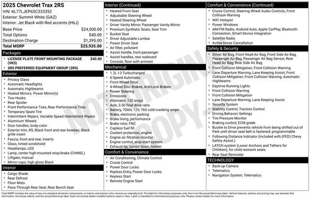 2025 Chevrolet Trax 2RS