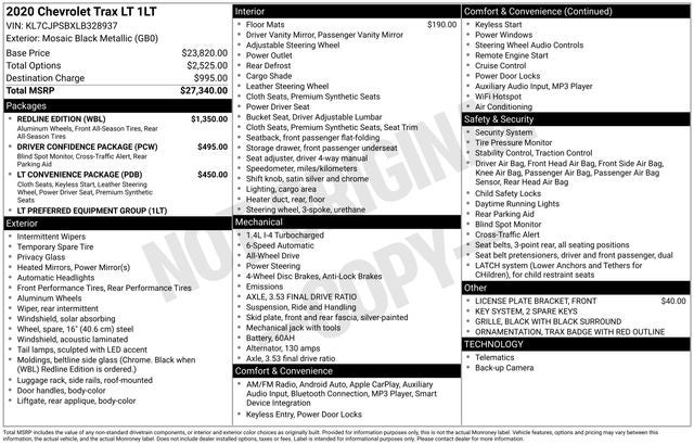 2020 Chevrolet Trax LT Redline Edition