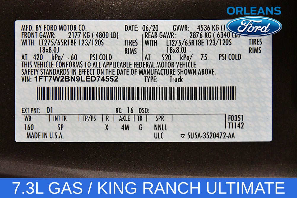2020 Ford F-250SD King Ranch 6-3/4' Box