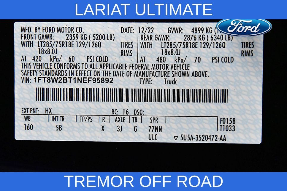 2022 Ford F-250SD Lariat Tremor OffRoad Sport 6-3/4' Box
