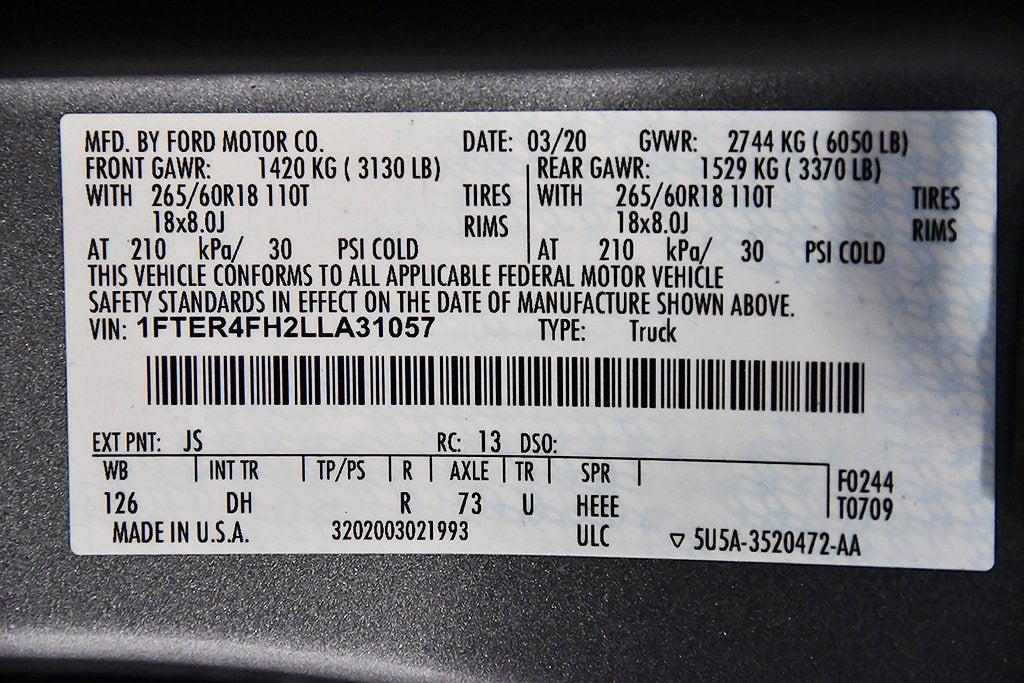 2020 Ford Ranger Lariat