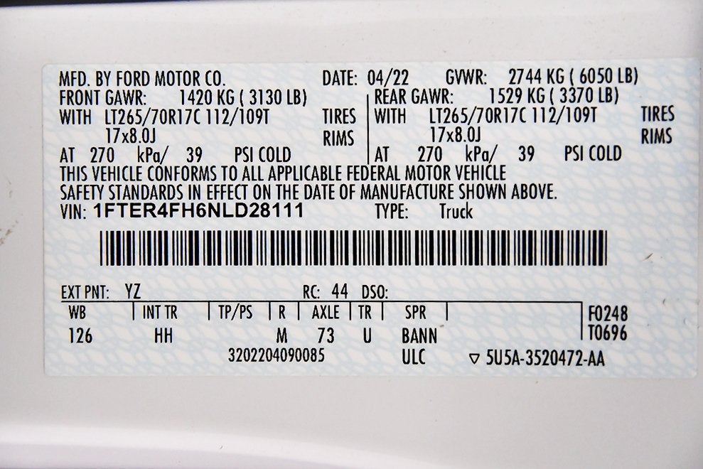 2022 Ford Ranger Lariat Tremor Off-Road