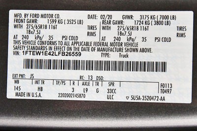2020 Ford F-150 Lariat Sport 5-1/2' Box