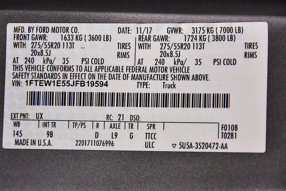 2018 Ford F-150 Platinum 5-1/2' Box
