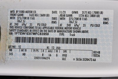 2021 Ford F-150 Tremor 5-1/2' Box