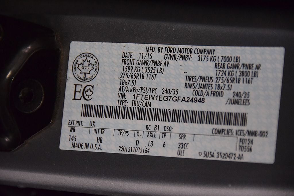2016 Ford F-150 Lariat 5-1/2' Box