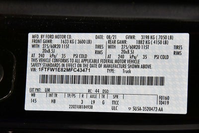 2021 Ford F-150 Lariat Sport 5-1/2' Box