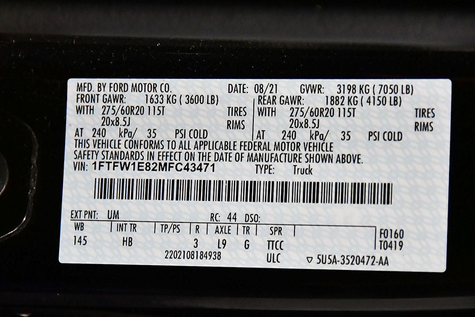 2021 Ford F-150 Lariat Sport 5-1/2' Box