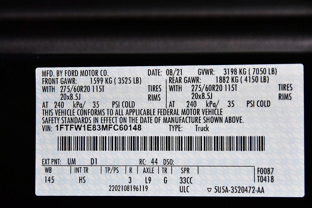 2021 Ford F-150 Lariat 5-1/2' Box