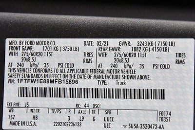 2021 Ford F-150 Lariat 6-1/2' Box