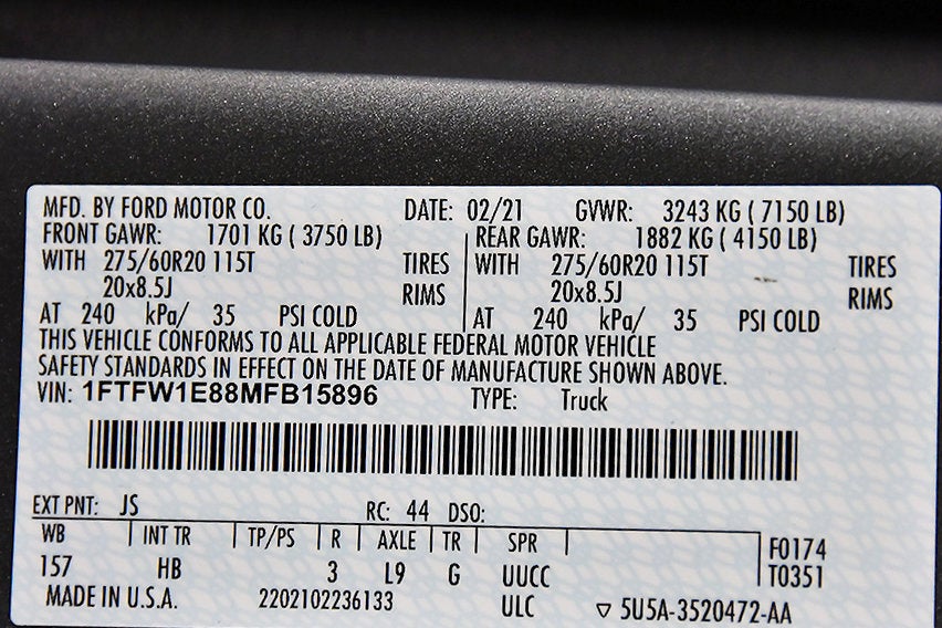 2021 Ford F-150 Lariat 6-1/2' Box
