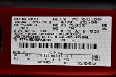 2022 Ford F-150 Lariat Sport 5-1/2' Box