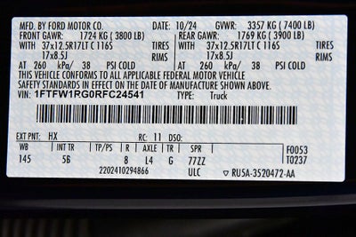 2024 Ford F-150 Raptor 37 5-1/2' Box