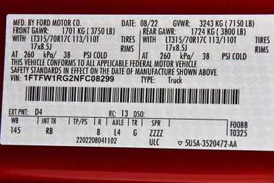 2022 Ford F-150 Raptor 5-1/2' Box