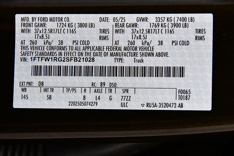 2025 Ford F-150 Raptor 37 5-1/2' Box
