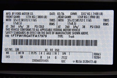 2026 Ford F-150 Raptor 37 5-1/2' Box