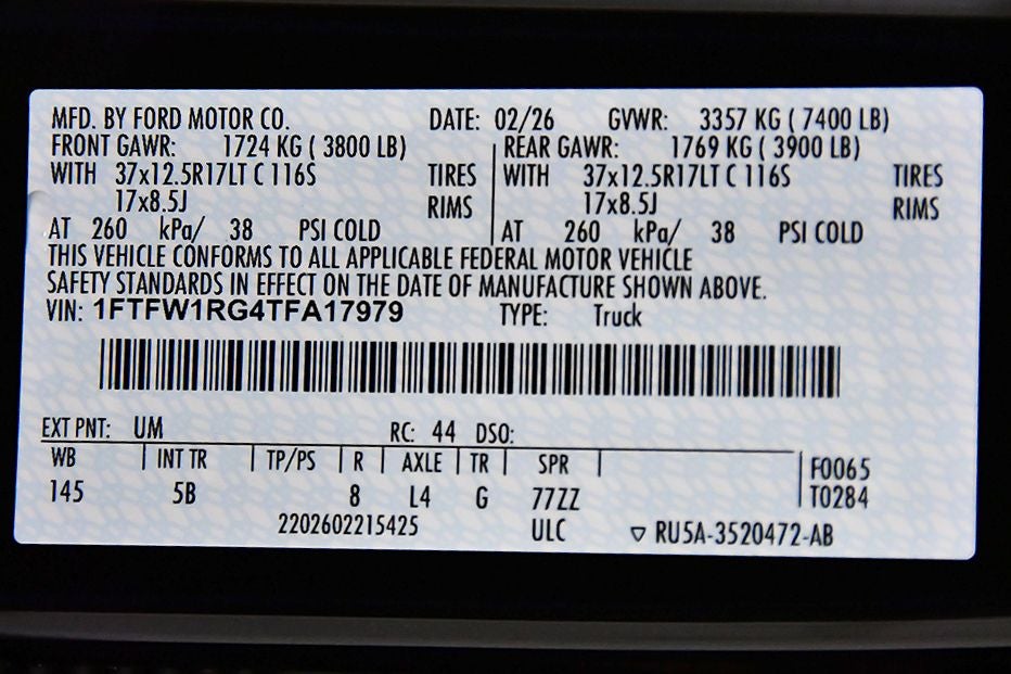 2026 Ford F-150 Raptor 37 5-1/2' Box