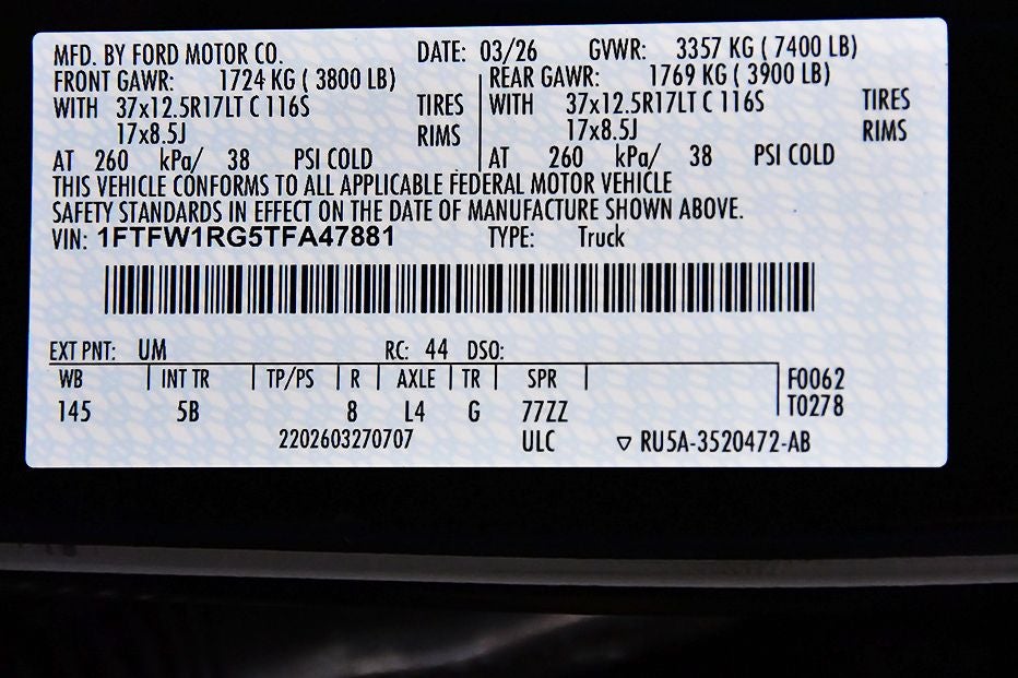 2026 Ford F-150 Raptor 37 5-1/2' Box