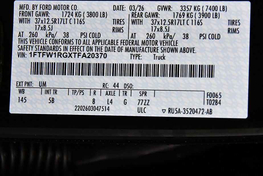 2026 Ford F-150 Raptor 37 5-1/2' Box
