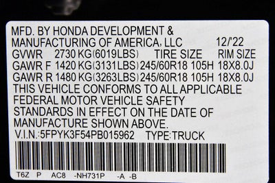 2023 Honda Ridgeline RTL